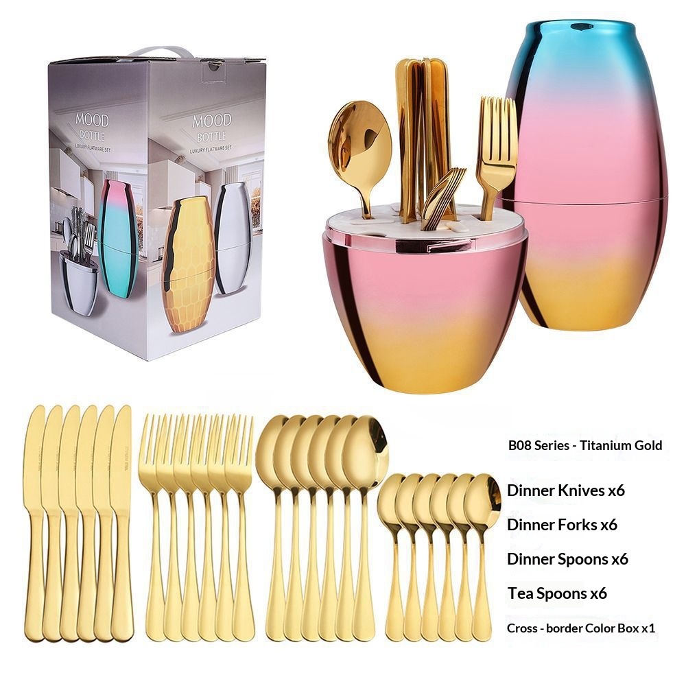 Bouteilles colorées brillantes dorées 24 pièces