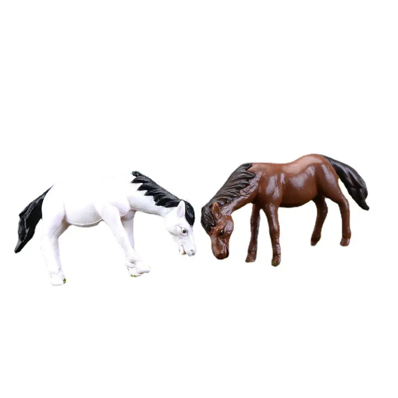 Mini resina artificial para decoração de jardim, mini decoração de cavalo em miniatura para artesanato, branco, marrom, decorações de jardim em 2 cores