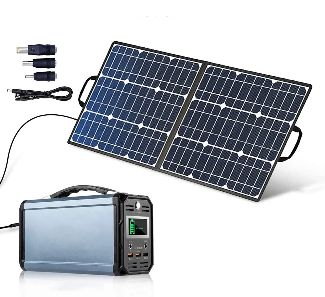 Panneau solaire Portable avec batterie 50/100W, 300 v, générateur électrique pour alimentation en extérieur, Camping, randonnée, Sport
