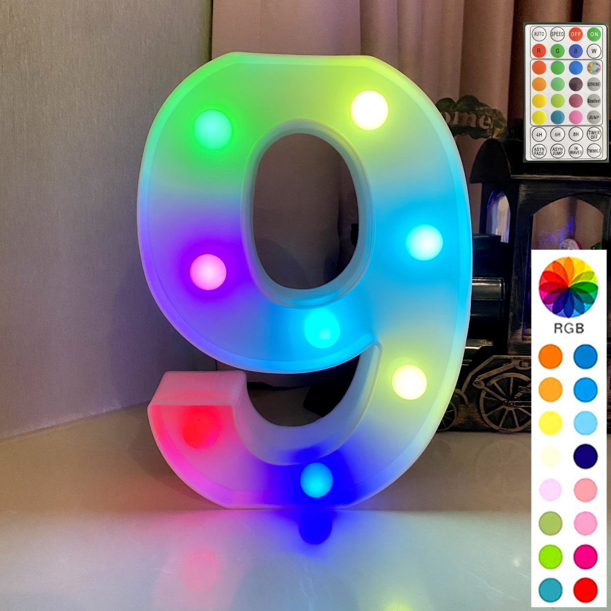 Colorful synchronous remote control white bottom letter: 9