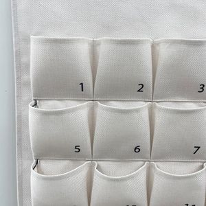 Trên Tường Cotton <span class=keywords><strong>Linen</strong></span> 3 Túi Phía Sau Cửa Treo Túi Biểu Tượng Tùy Chỉnh Treo Lưu Trữ Tổ Chức Cho Các Phụ Kiện Hàng Ngày - Product Image 2