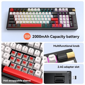 Nuevos dispositivos T70 Tri-modelo Teclado mecánico Bluetooth Inalámbrico Usb Tipo C Perilla Teclado RGB 97 teclas Teclado - Product Image 2