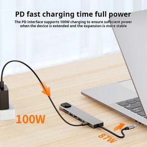 8 in 1 Type C ฮับกับเครือข่าย HDTV Ethernet เครื่องอ่านการ์ด tf/sd 2 USB และ Pd 100W 3.0 RJ45ฮับ100M สำหรับโทรศัพท์มือถือแล็ปท็อป - Product Image 3