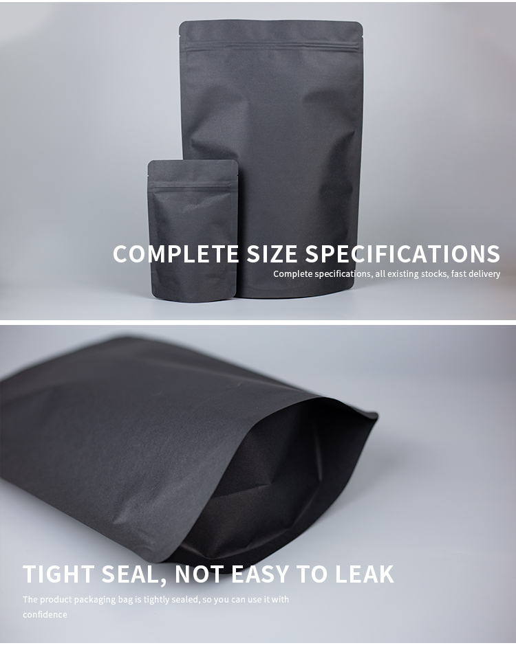 No Pritnting Stand Up Pouch Kraft Paper Matreial Standard Size For Daily Food Packaging