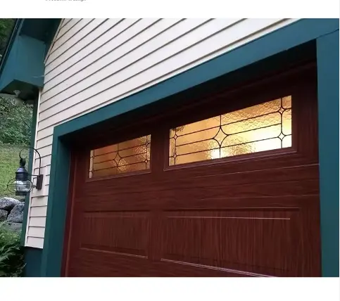 Porta de garagem moderna LongTai em alumínio com design de porta de madeira maciça