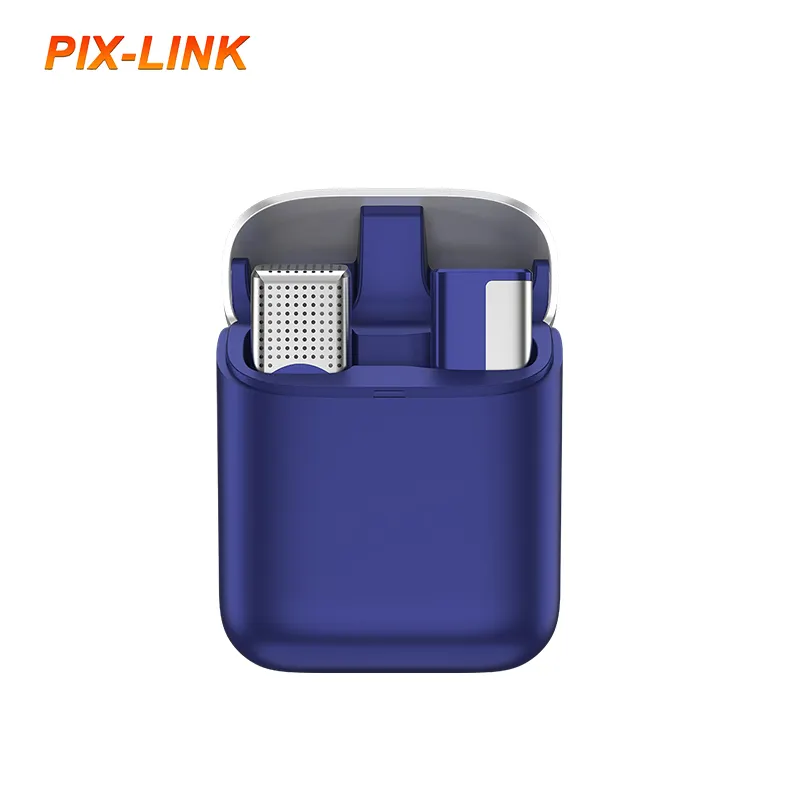 Micrófono manos libres PIX-LINK SX960 Mini micrófono cuello solapa inalámbrico Lavalier con estuche de carga para teléfono móvil