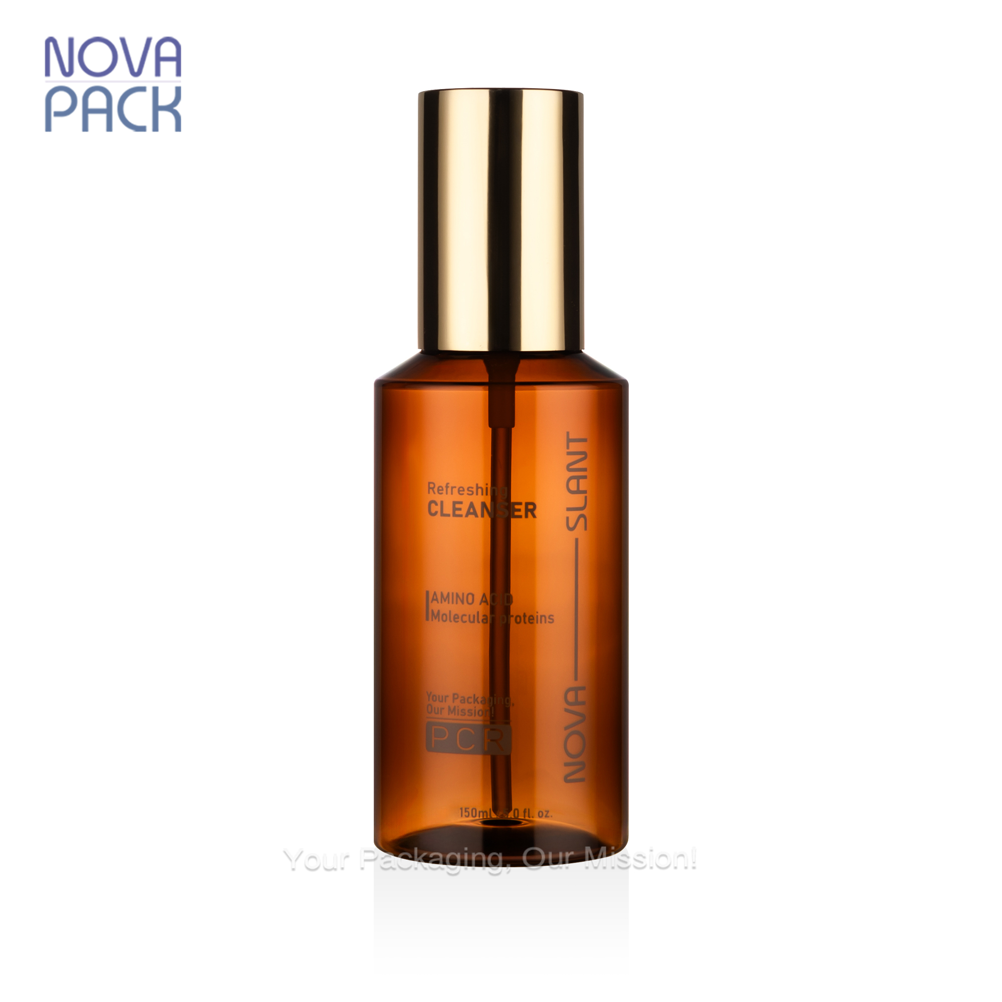 Amber Plastic Bottle with Gold Pump