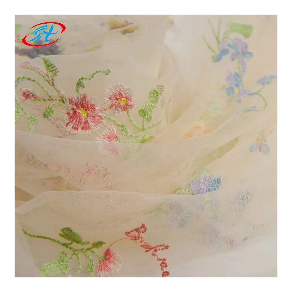 embroidered organza tulle fabric polyester luxury jacquard lace fabric for wedding dress curtains