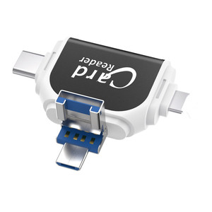 金属4In1 SD TF存储卡OTG适配器R015适用于苹果安卓Linux USB A/8针/微型/C型至SD TF读卡器转换器 - Product Image 4