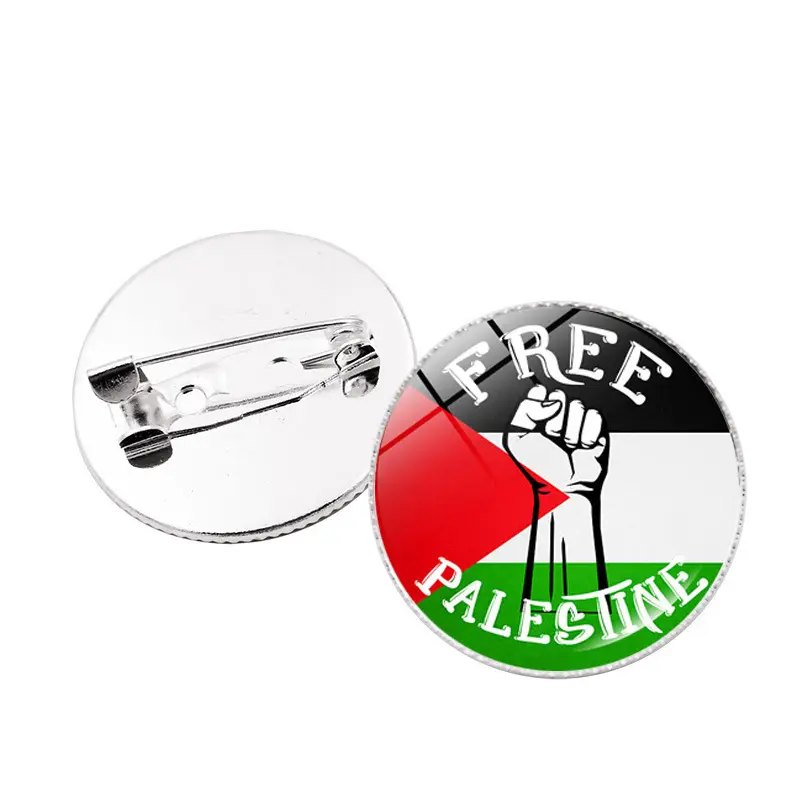 高品質メンズブローチピンHuaqiPRA03パレスチナ国旗ガラスメタルバッジコレクション用