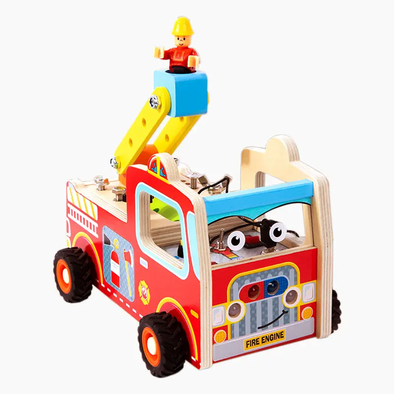 COMMIKI 6 months baby sensory toys science toys for kids Busy board fire truck simulation Montessori lock teaching AIDS toys