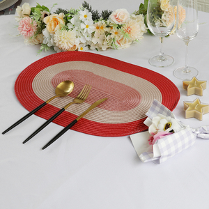 18英寸椭圆形编织餐垫桌垫红色多功能房屋厨房可洗餐垫 - Product Image 3