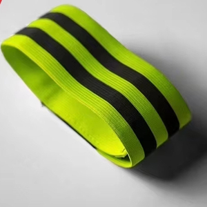 Brazalete elástico ajustable con dos correas para correr de noche, brazalete de seguridad amarillo altamente reflectante, gancho y lazo CE EN 13356 - Product Image 2