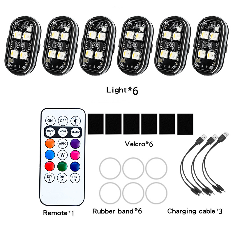 Six lumières une télécommande Velcro