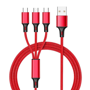 适用于iPhone micro usb至c型数据线的3合1编织快速充电数据线 - Product Image 1
