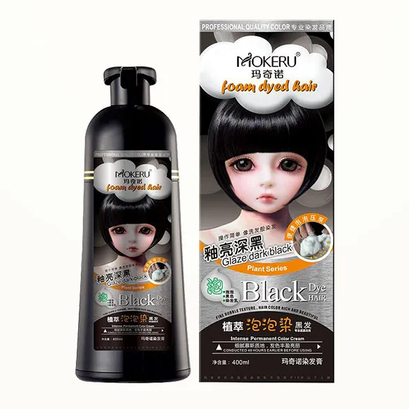 Mokeru 400ml permanent für haar farbe shampoo haar farbstoff Pure natürliche schwarz für grau haar