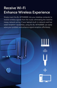 BL-WTN3000E三频wi-fi 6E确保灵活的高速连接WiFi 6E USB 3.0适配器Usb无线网络适配器 - Product Image 6
