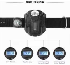 Multifunktion suhr USB Wiederauf ladbare <span class=keywords><strong>LED</strong></span>-Handgelenk leuchte mit wasserdichter Kompass-Taschenlampe für Camping-Wander jagd