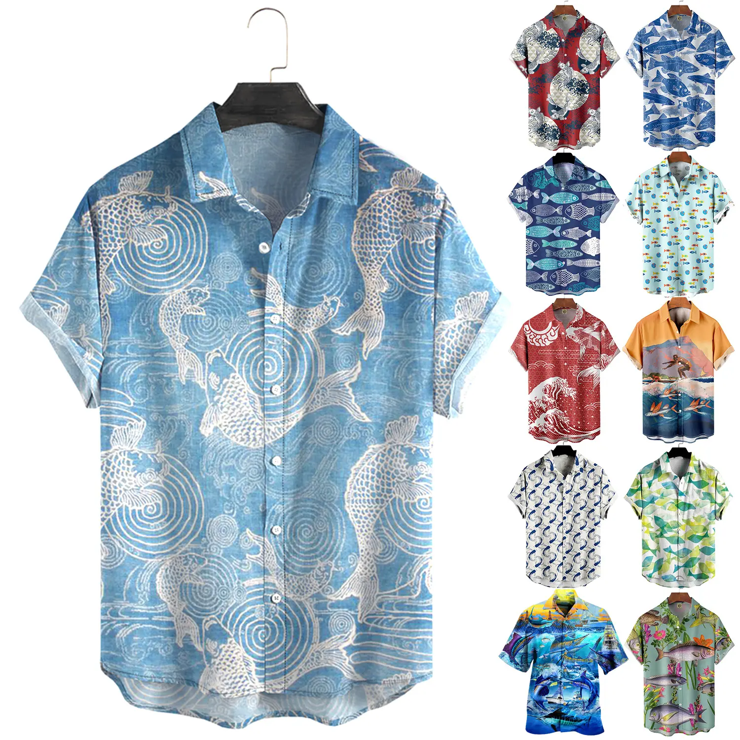 High Quality Fashion Vacation Men's T-shirts Clothing Tropical Mens Shirts Dress Short Sleeve Plus Size Hawaiian Shirts For Men