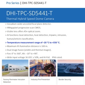 Dahua TPC-SD5441-T 45X 4MP แบบไฮบริดสามารถมองเห็นได้การวัดอุณหภูมิ550องศาเซนติเกรดด้วยกล้องจับความร้อน PTZ - Product Image 2