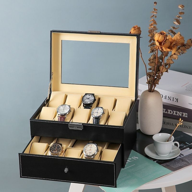 20-piece double-layer watch box, beige - quality guaranteed