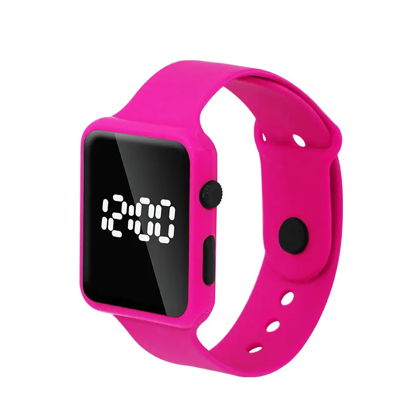 Montre-bracelet étanche à la mode, montre LED de sport, montre numérique à écran tactile en caoutchouc de silicone couleur bonbon