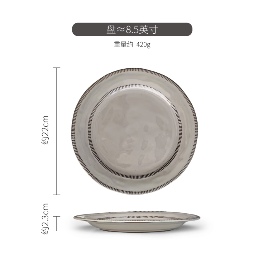 Plato gris de 8,7 pulgadas