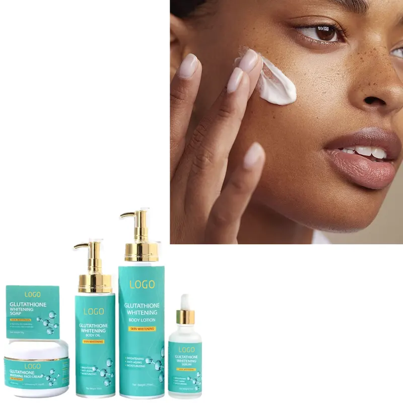 Blanqueador rápido gluta sets 7 días blanqueamiento crema de noche jabón Aceite Corporal cuidado de la piel set productos para mujeres negras Etiqueta Privada