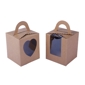 Cake <strong>Boxes</strong> Kraft Window Biscuits Candy Cake Paper <strong>Boxes</strong> With Handle 12X12X12 Cake Box - Product Image 1