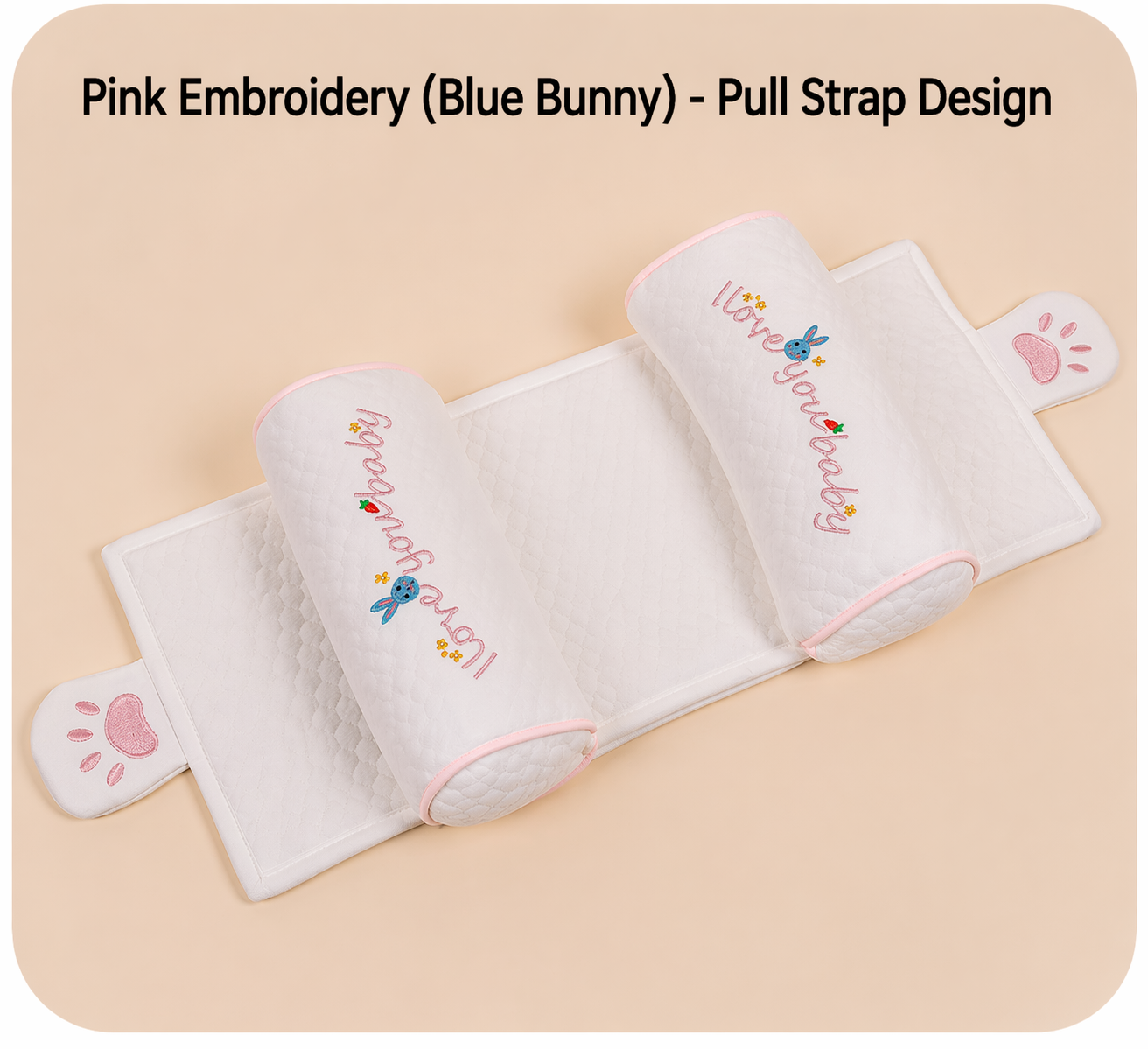Bordado Rosa con Azul (Funda de Almohada Individual)