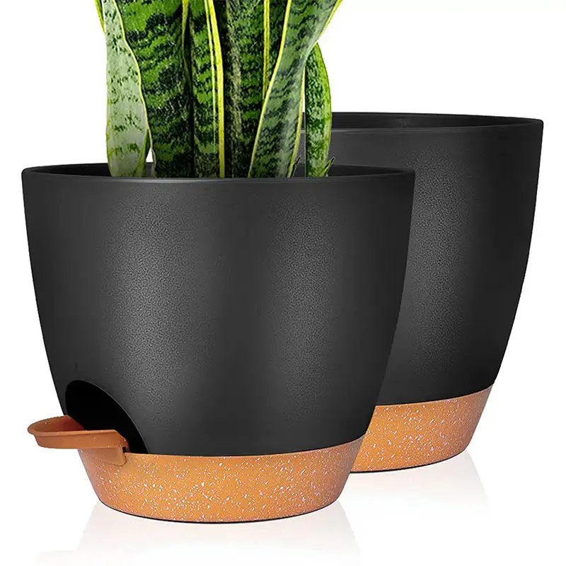 Fournitures de jardinage Pot de fleurs en terre cuite en plastique de 8 pouces avec arrosage automatique et eau auto-absorbante