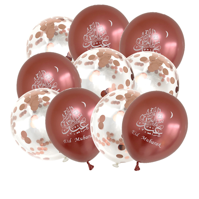 Borgoña y confeti Eid Mubarak