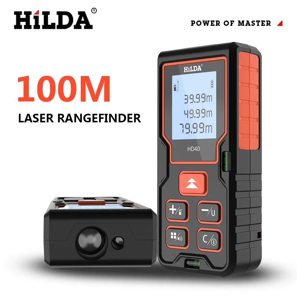 Hilda lazer mesafe ölçer mesafe bulucu telemetre 40m 60m 80m 100m elektronik bant Trena cetvel test cihazı el alet cihazı inşa