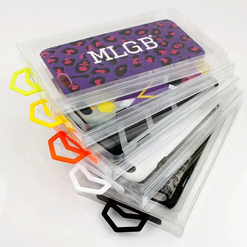 Caixa de embalagem impressa personalizada caixa de papelão Handmade Plastic Box Para Iphone Case Embalagem Com Janela PVC Blister