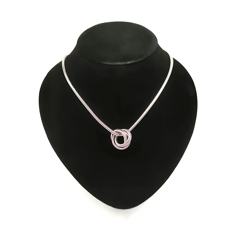 Custom stainless steel round snake necklace elastic circular three ring pendant made titanium steel necklace for women