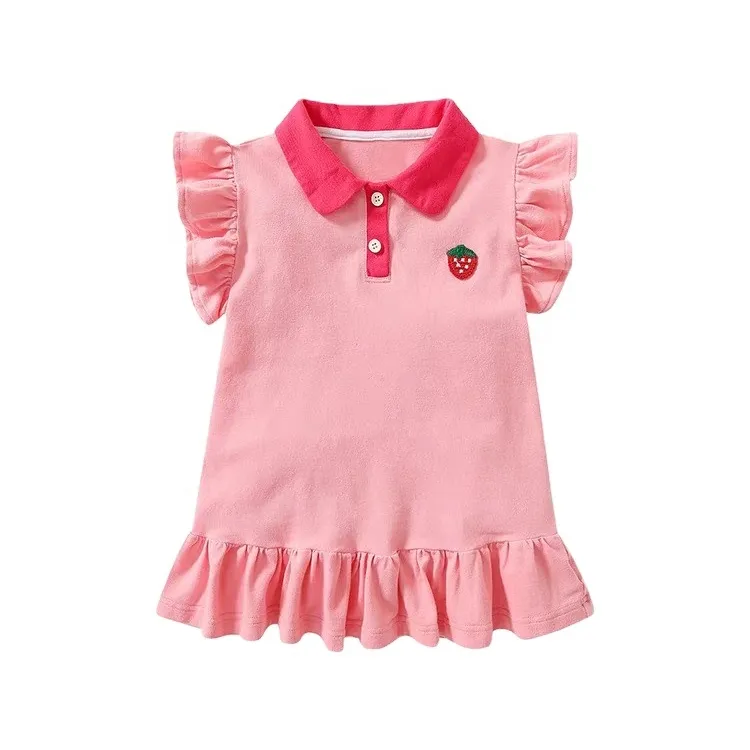 BabyGirl 2024 pequeña fresa princesa verano niña lindo bordado todo-fósforo tipo A vestido para niños