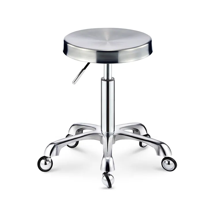 Cosmetic Factory Furniture Stainless Steel Chair with Silence Wheel
