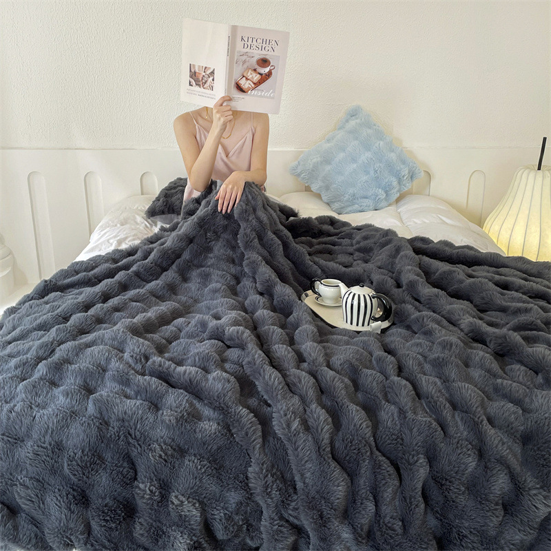 peluche de piel de conejo de alta gama-gris oscuro
