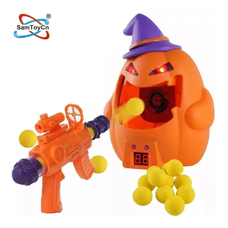 Samtoy Halloween Pumpkin Kids giocattoli interattivi EVA Shooting Pistol armi pistola ad aria giocattolo pistola a sfera in schiuma con bersaglio