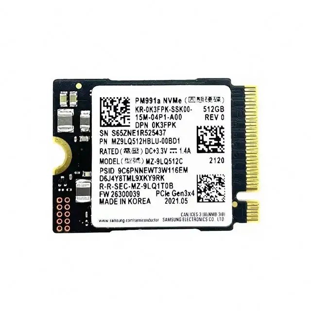 Pour Samsung PM991a 1 to 512 go 256 go SSD M.2 2230 disque SSD interne PCIe3.0x4 NVME SSD pour Microsoft Surface Pro7 + Steam