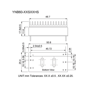 60W 1.6KV Aislamiento 4:1 Dip Regulado Salida única Convertidor de DC-DC con protección contra cortocircuitos - Product Image 3