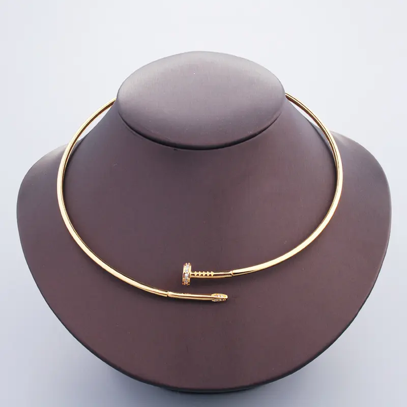 Collana di diamanti di moda collana con colletto geometrico minimalista collana personalizzata 316L in acciaio inossidabile per unghie da donna