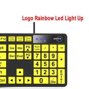 Teclado de ordenador de impresión grande con cable USB, Letra de impresión grande con teclas amarillas, Contraste alto, fácil de usar - Product Image 2