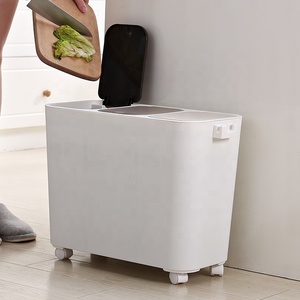 Kworld çöp ayırma dikdörtgen 3 bölme çöp kovaları enerji tasarrufu tekerlekler sıhhi kolları - Product Image 3