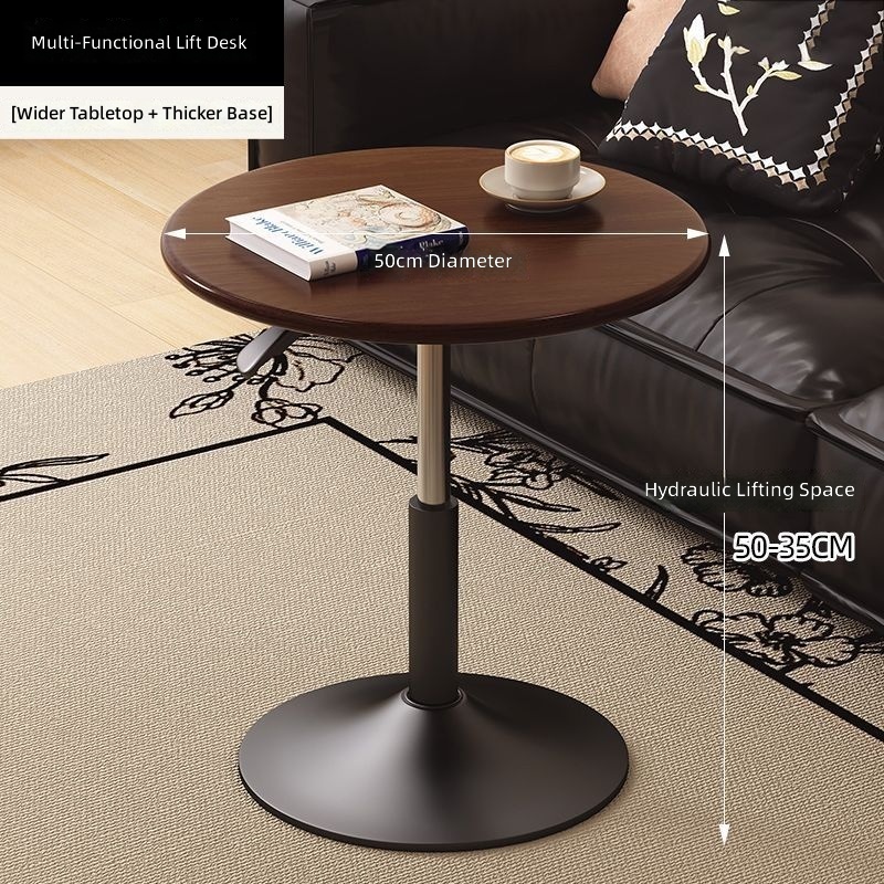 Table basse ronde réglable en hauteur de 50 cm de style milieu de siècle