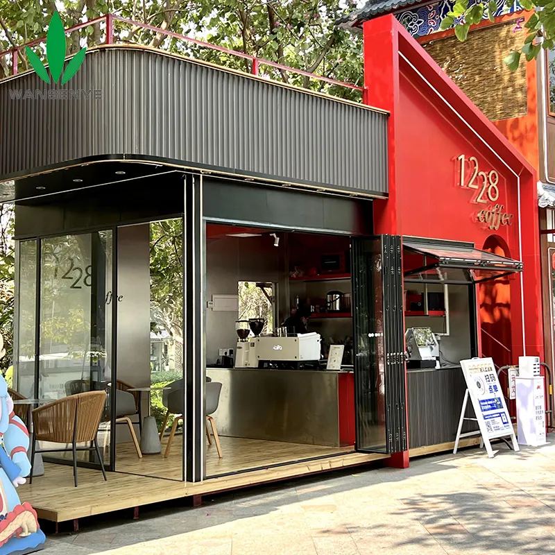 Pré-fabricado Cabine Restaurante Outdoor Bar 20ft Pop Up Container Coffee Shop Restaurante