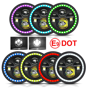 New RGB Colorful 7 Inch <strong>Led</strong> Headlight Conversion Kit High Low Beam Round Angel Eyes Headlight <strong>Led</strong> Motorcycle Headlight - Product Image 2