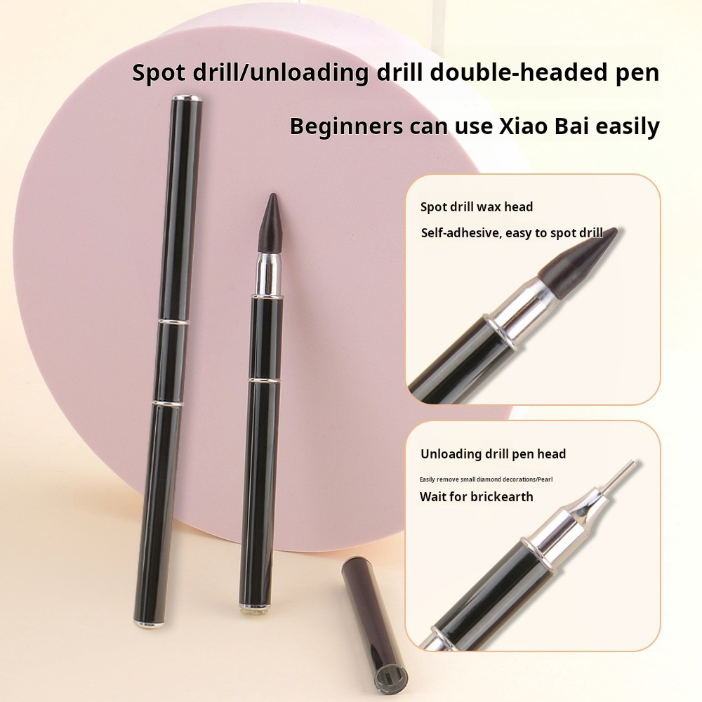 Crayon diamant manucure double embout noir