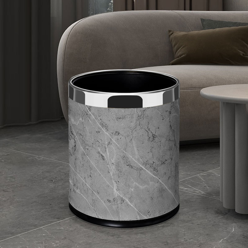 14L High-Grade Gray Marble with Silver Ring