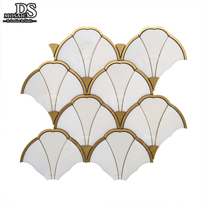 Đá màu xanh lá cây vàng đá cẩm thạch và trắng arabesque đèn lồng Gạch <span class=keywords><strong>Mosaic</strong></span> backsplash cho Nội Thất Tường trong khách sạn có tính năng thiết kế sàn gỗ - Product Image 2